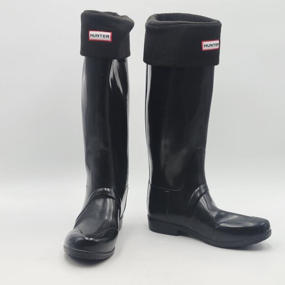 Women's Hunter Glossy Original Black Rain Boots Sz 7 - Picture 4 of 11